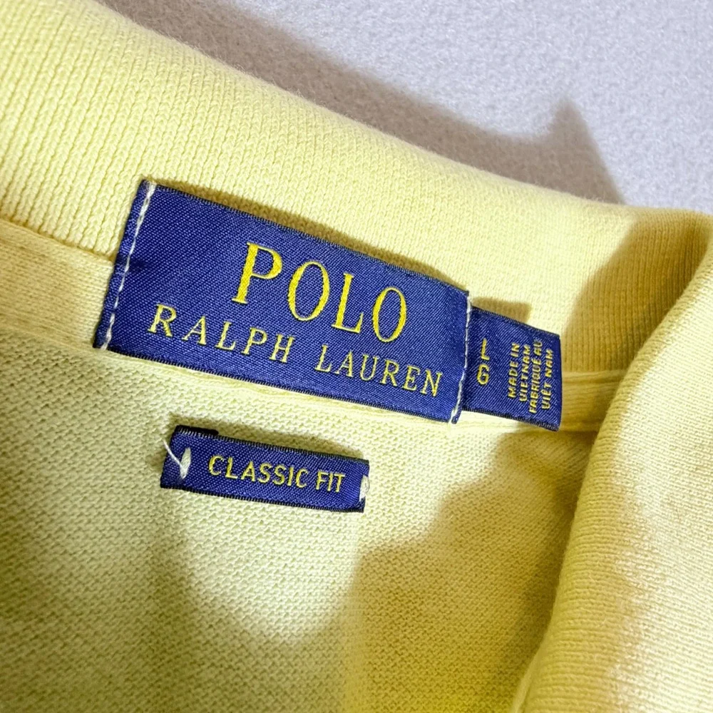 Polo Ralph Lauren Mens Classic Fit Short Sleeve Polo Shirt Yellow Large LG